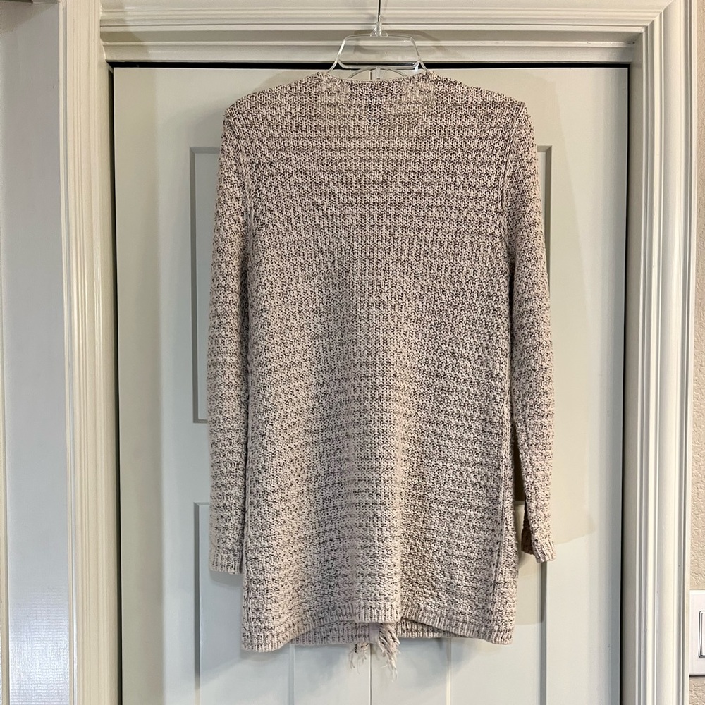 Peck & Peck Women’s Sweater Cardigan Fringe Trim Neutral Long Sleeve Small Knit - Picture 6 of 8